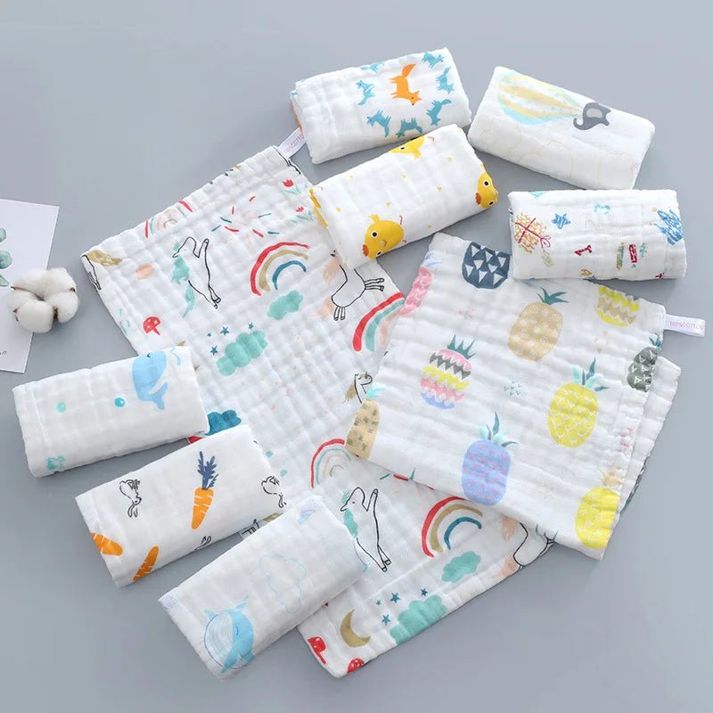 Serviette de bain 100% coton pour bébé, 6 couches de gaze, gant de toilette pour le visage, carré, lingette pour les mains, nouveau - né. - Mode bébé