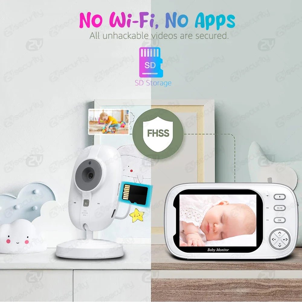 3,5 pouces Moniteur pour bébé avec un appareil photo Discours à 2 voies 2x zoom Écran IPS Téléphones pour bébé Vision nocturne automatique. - Mode bébé