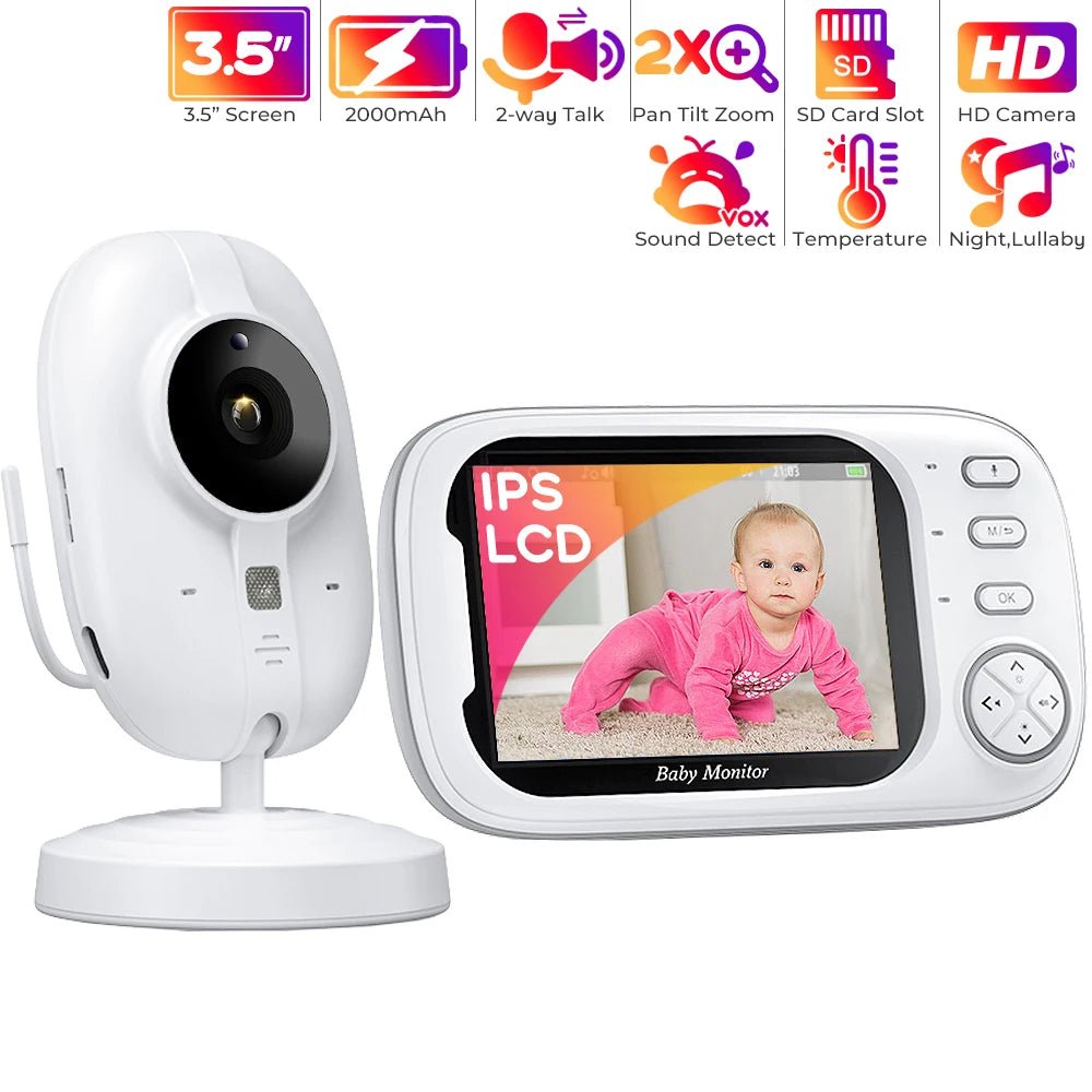 3,5 pouces Moniteur pour bébé avec un appareil photo Discours à 2 voies 2x zoom Écran IPS Téléphones pour bébé Vision nocturne automatique. - Mode bébé