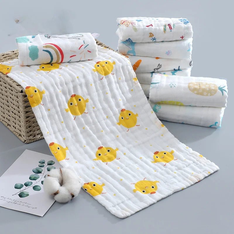 Serviette de bain 100% coton pour bébé, 6 couches de gaze, gant de toilette pour le visage, carré, lingette pour les mains, nouveau - né. - Mode bébé